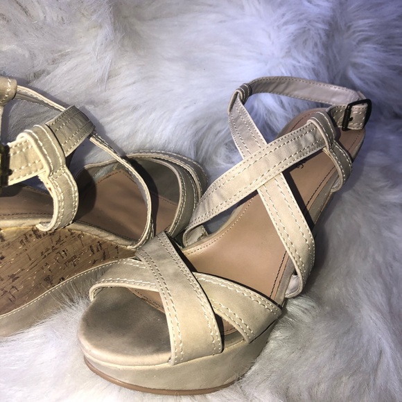 Call it Spring | Strappy Nude Cork Wedges Size 9 - Picture 2 of 4